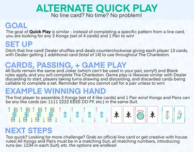 The Quick Play guide page from the box