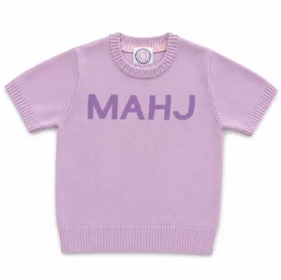 MAHJ Knit Sweater in Lavender/Purple, short sleeve, laid flat