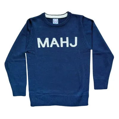 MAHJ Knit Sweater in Navy/White